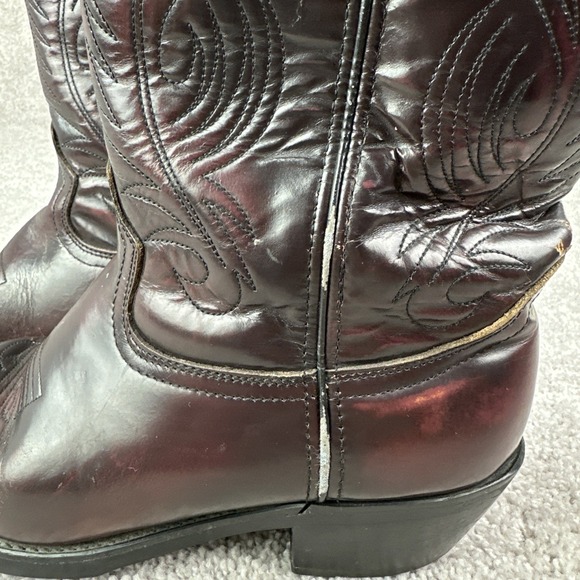 Durango Mens Wine Colored Leather Western Cowboy‎ Boots Size 8.5 D TR2542 - Picture 5 of 9